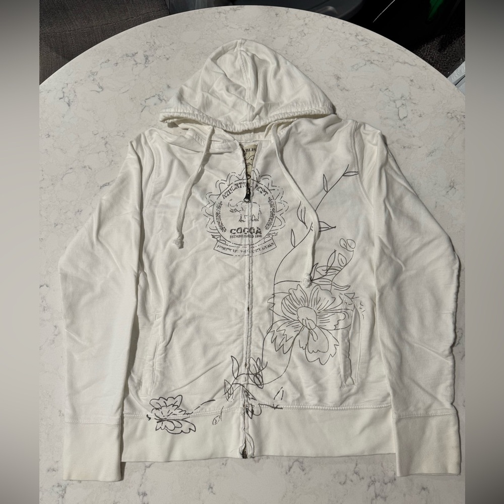 Women's White Graphic Cocoa Hoodie